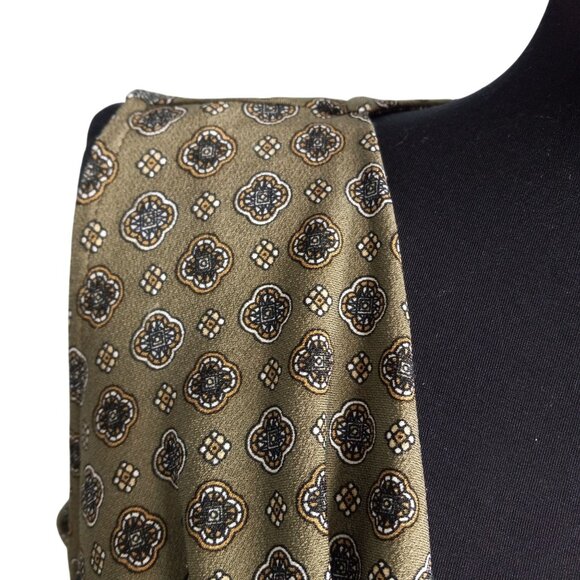 Michael Kors Size M Tank Top Sleeveless Cowl Neck Gold Button Detail Green Brown - Picture 6 of 9